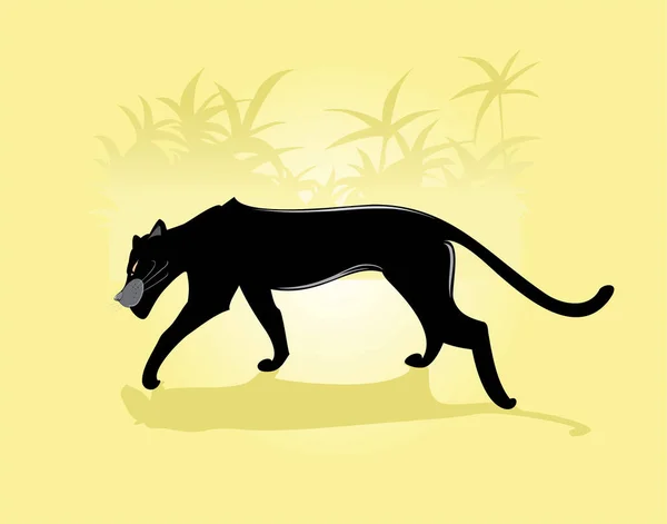 Silueta Panthera Selva — Archivo Imágenes Vectoriales