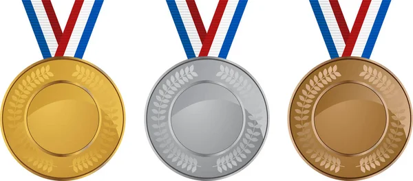 Set Silver Gold Medals — Stock Vector