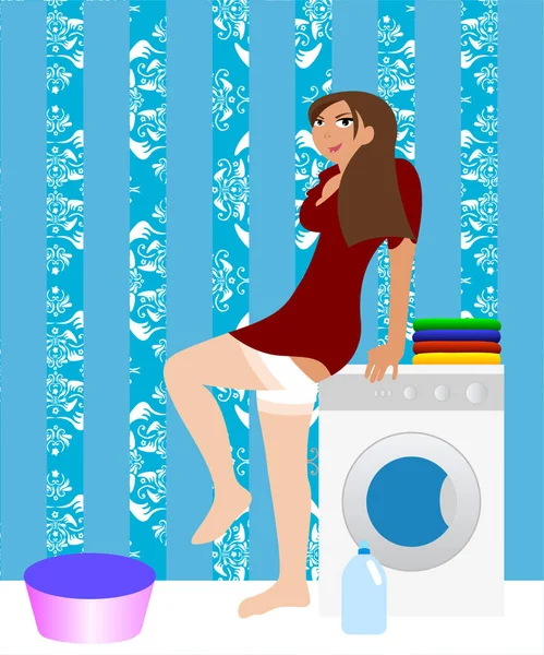洗澡水的女人 — 图库矢量图片