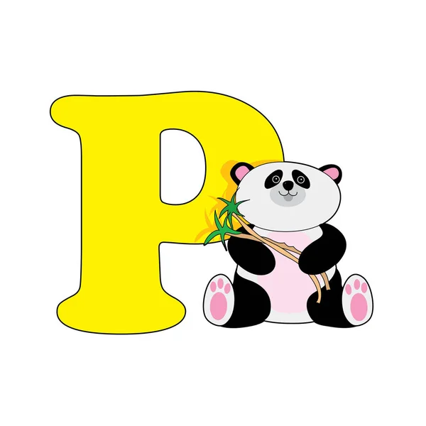 Lettre Alphabet Avec Panda Mignon — Image vectorielle