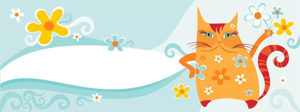 Cat Flowers Vector Illustration — Stock Vector