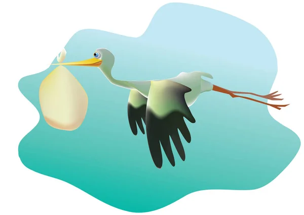 Vector Illustration White Pelican Water — Stock Vector