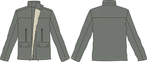 Σακάκι Μόδας Επίπεδη Σκίτσο Πρότυπο — Διανυσματικό Αρχείο
