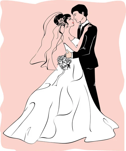 Sposa Sposo — Vettoriale Stock