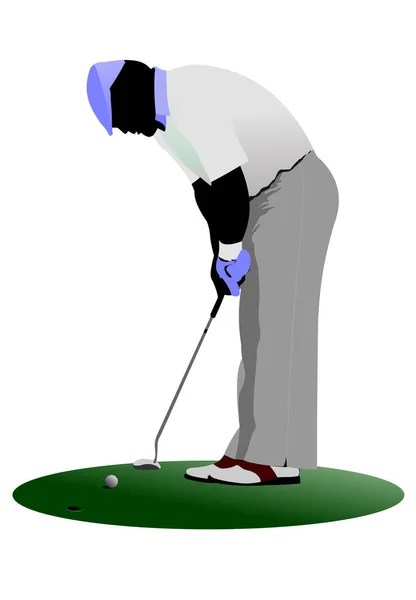 Male Golf Player Illustration Silhouette White Background — Stock Vector