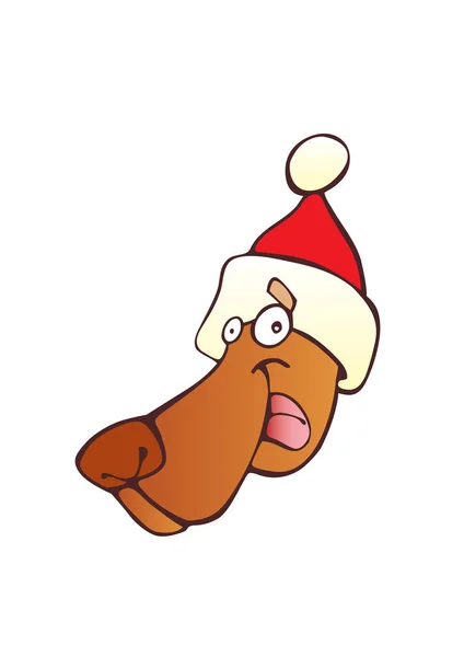 Hund Mit Weihnachtsmann Hut Symbol Karikatur — Stockvektor