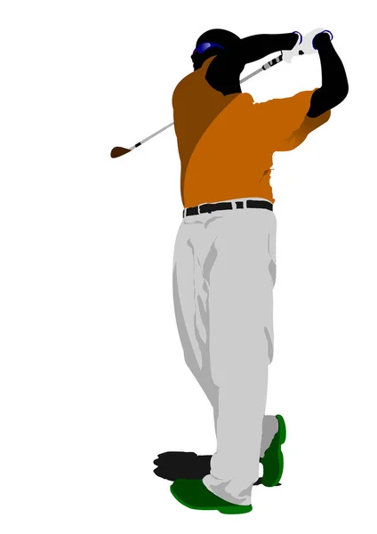 Americký Golfista Hrající Ilustraci — Stockový vektor