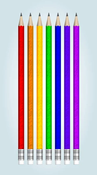Siete Lápices Vectoriales Multicolor — Vector de stock
