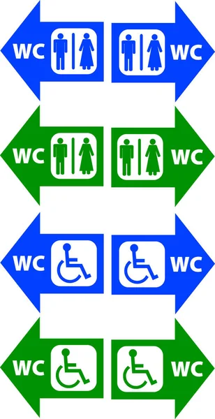 Símbolos Banheiro Azul Verde Fundo Branco — Vetor de Stock