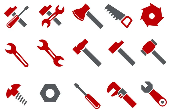 Wrench Screwdriver Icons Isolated White — Stock Vector