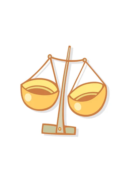 Justice Scale Gold Black Vector Icon Isolated White — Stock Vector