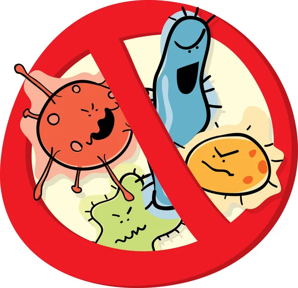 Vector Cartoon Bacteria Sign — Stock Vector