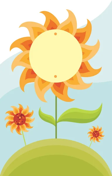 Sunflowers Field Vector Illustration — Stock Vector