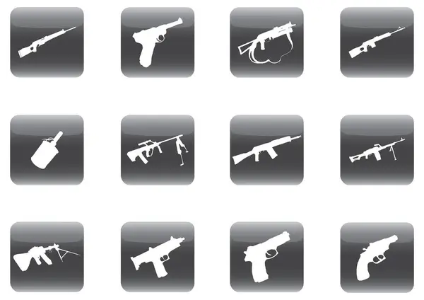 Vektorová Ilustrace Ikon Zbraní — Stockový vektor