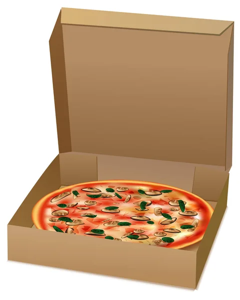Pizza Pudełkiem Tekturowym — Wektor stockowy