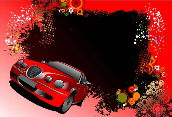 Voiture Rouge Sur Fond Noir Rouge — Image vectorielle