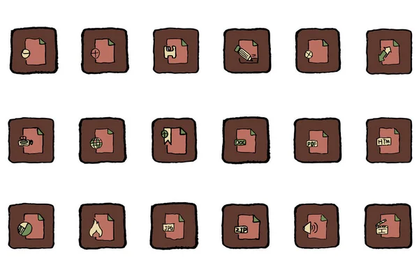 Collection Vintage Retro Icons Brown Simple Folders — Stock Vector