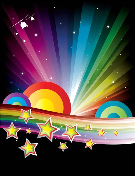 Illustration Vectorielle Étoiles Colorées Avec Des Lumières — Image vectorielle