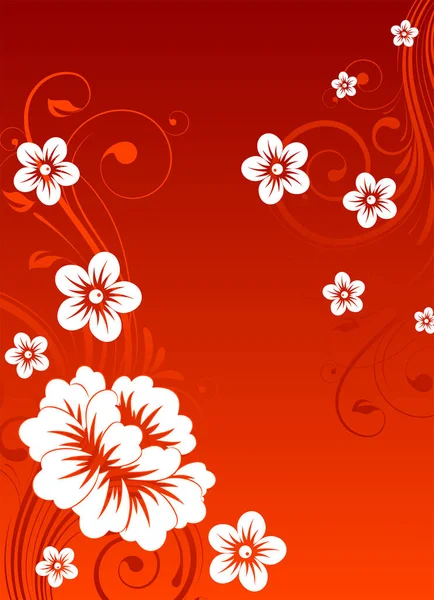 Roter Hintergrund Mit Blumen Vektorillustration — Stockvektor