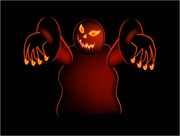 Citrouille Halloween Effrayante Sur Fond Sombre — Image vectorielle
