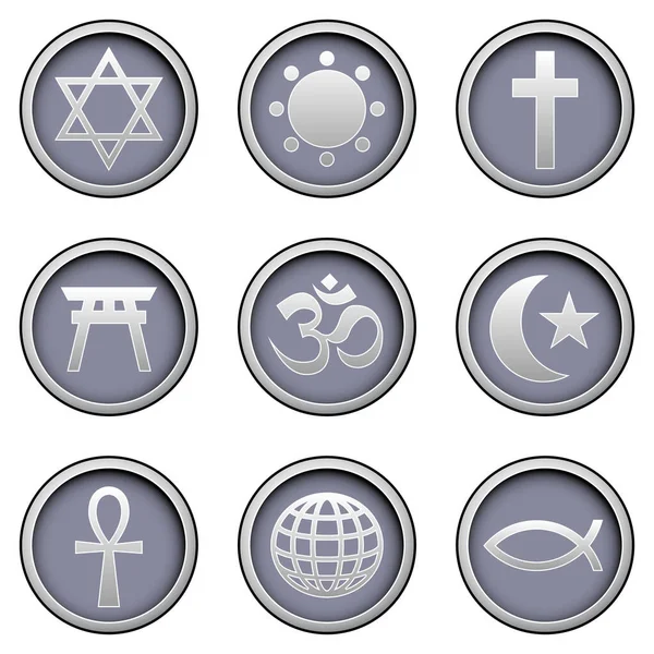 Vector Conjunto Iconos Religión — Vector de stock