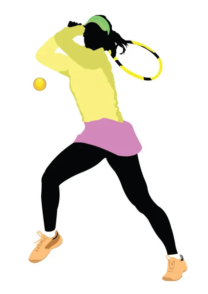 Tennisspeler Met Bal Illustratie — Stockvector