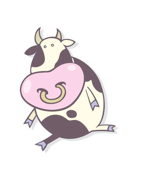 Icône Vache Mignonne Style Dessin Animé — Image vectorielle