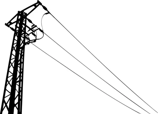 Elektrik Hatları Yüksek Voltaj Iletim Hattı Vektör Illüstrasyonu — Stok Vektör
