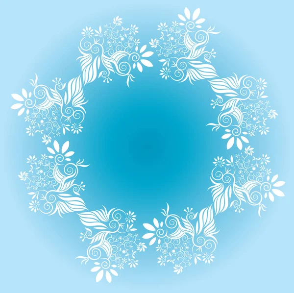 Kék Virágos Háttér Keret Vektor Illusztráció — Stock Vector