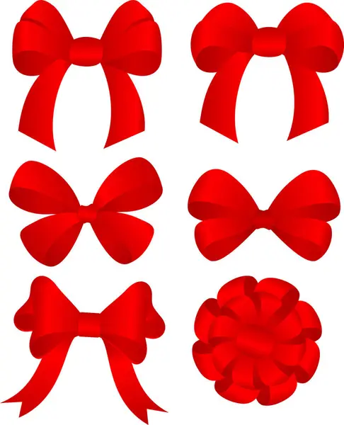 Set Red Bows — Stock Vector