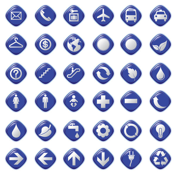 different blue icons on white