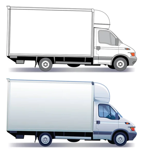 Set White Cargo Trucks — Stock Vector