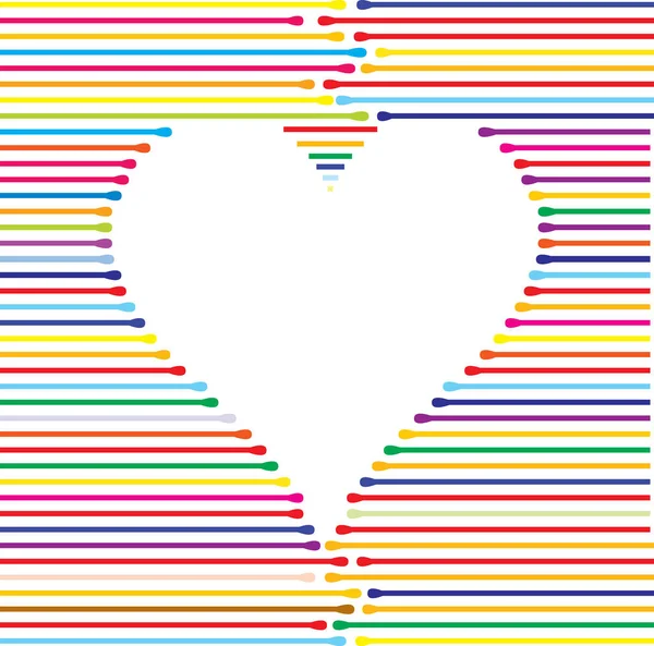 White Heart Background Rainbow Stripes — Stock Vector