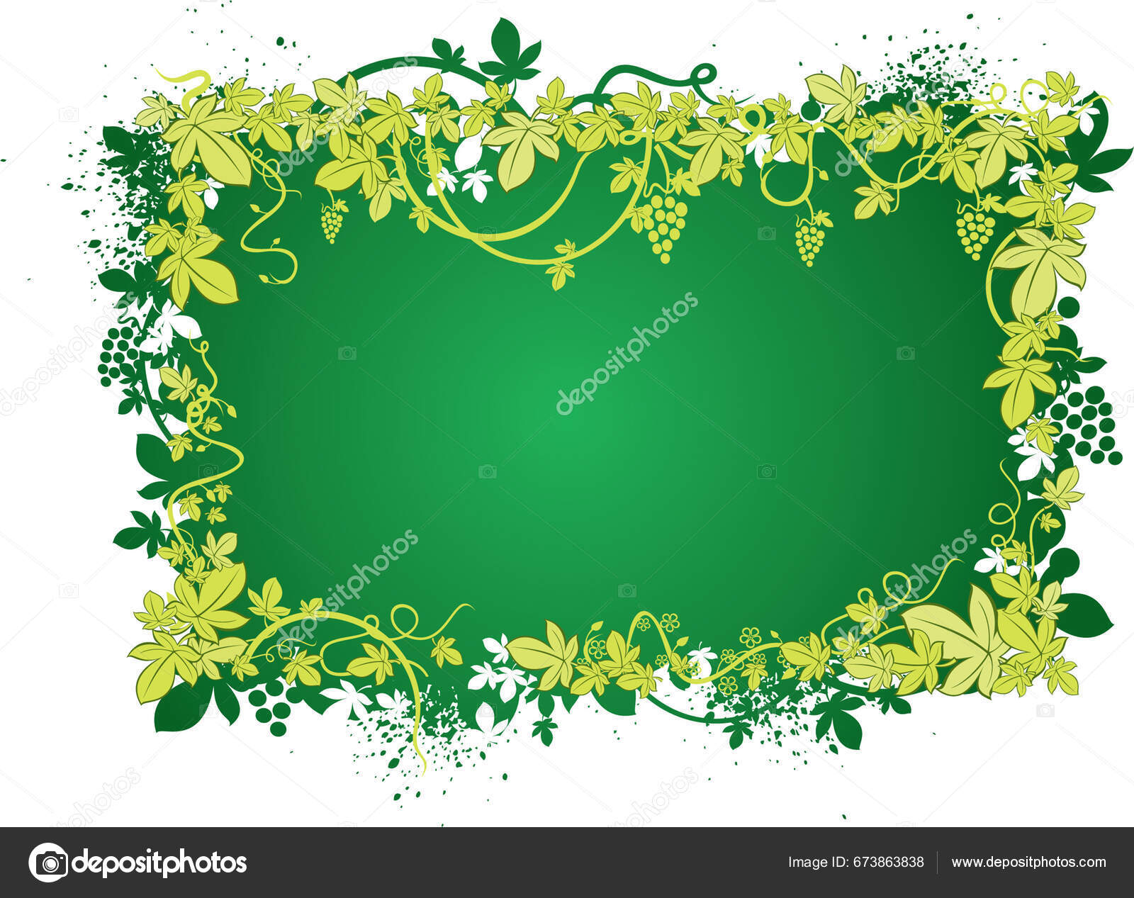 Green Leaves Floral Frame Isolated Stock Vector by ©DesignPicsInc 673863838