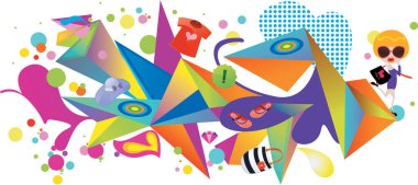 Farklı şekillere sahip renkli soyut arkaplan