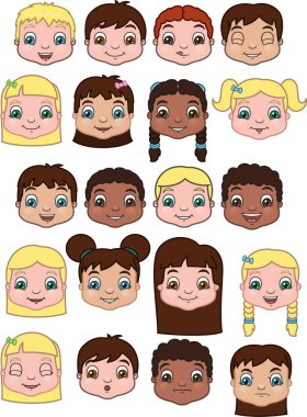 Beyaz üzerinde izole edilmiş şirin çizgi film çocuklarının vektör çizimi 