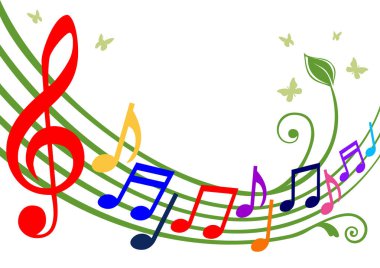Beyaz arkaplan üzerine müzik notaları