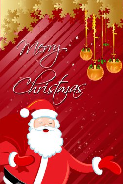 Noel Baba ile Noel tebrik kartı. Vektör çizim