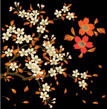 kiraz çiçeği bahar çiçekleri desenli arka plan