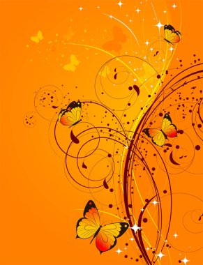 Kelebekli turuncu vektör arkaplanı