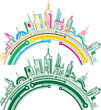 Şehir silüeti. renkli illüstrasyon