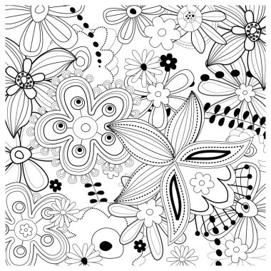 Çiçeksel elementlerle dekoratif arka plan, vektör illüstrasyonu  