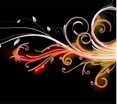 Çiçek süslemeli vektör soyut çiçek tasarımı