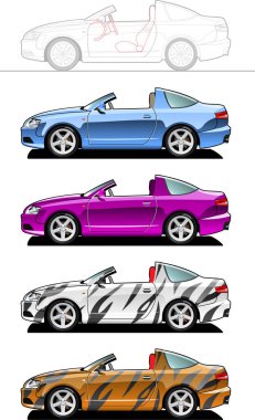 araba koleksiyonu, vektör illüstrasyonu