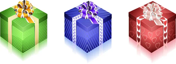Σετ Πολύχρωμα Κουτιά Δώρων Διανυσματική Απεικόνιση — Διανυσματικό Αρχείο