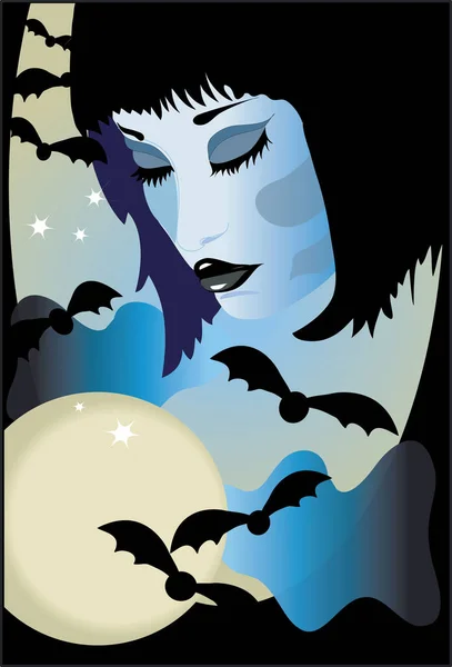Girl Moon Bats — стоковый вектор