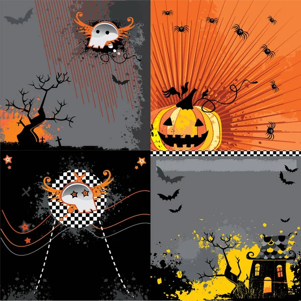 Halloween Achtergronden Set Moderne Vector Illustratie — Stockvector