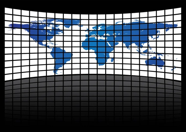 Wereldkaart Met Pixel Art Achtergrond — Stockvector