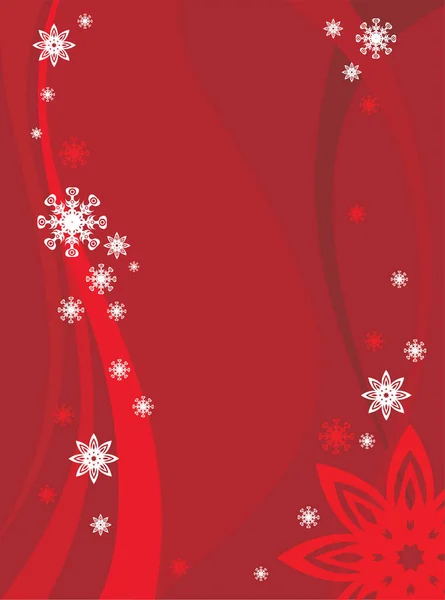 Красный Рождественский Фон Белыми Снежинками — стоковый вектор