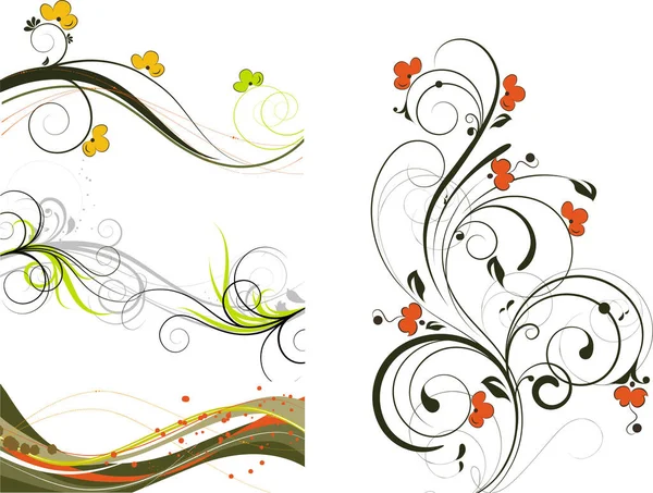 Beau Fond Décoratif Avec Des Éléments Floraux Illustration Vectorielle — Image vectorielle